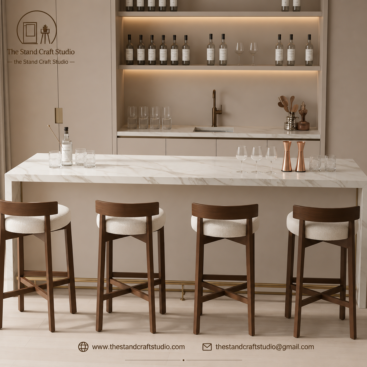 Minimalist Wooden Counter Stool – Durable Modern Kitchen Seating
