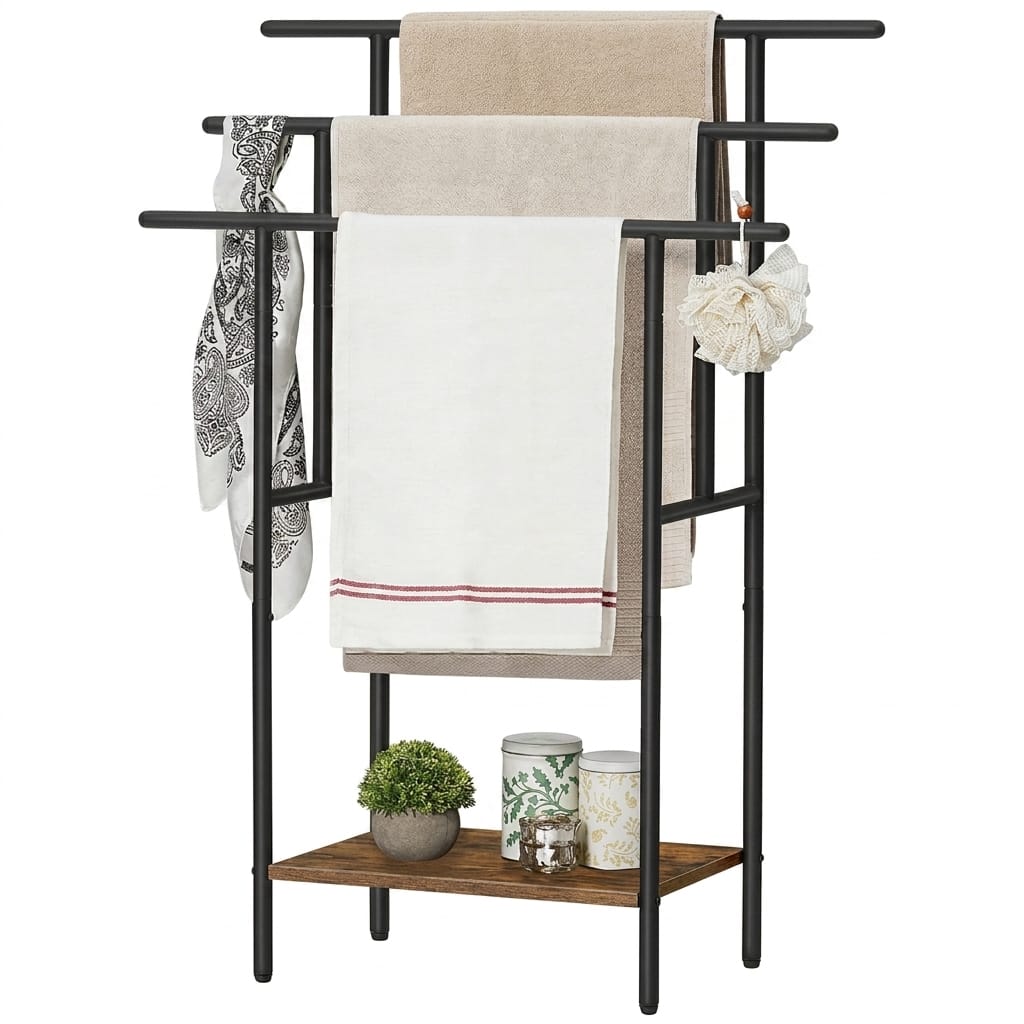 π Modern Industrial 3-Tier Towel Rack & Storage Organizer