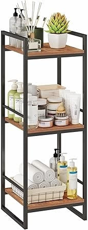 3 Tier Bathroom Shelving Unit, Narrow Open Floor Shelves