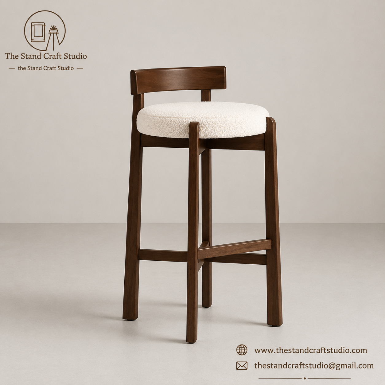 Minimalist Wooden Counter Stool – Durable Modern Kitchen Seating