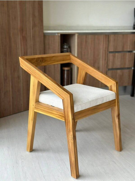 Julia” Minimalist Chair – Handcrafted Solid Wood Dining & Accent Chair – Modern Rattan Seatin