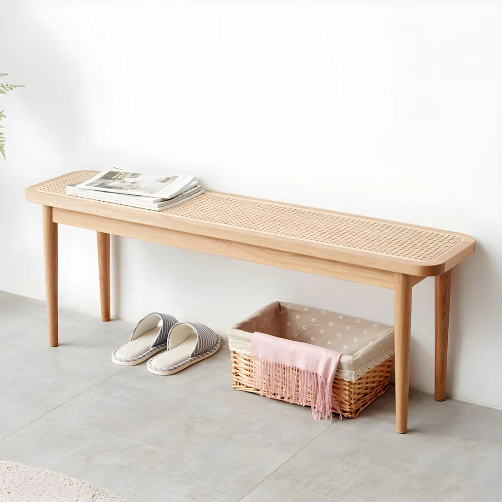 Contemporary Modern Solid Oak Wood Dining Bench – Minimalist Seating with Straight Legs for Dining Room & Entryway