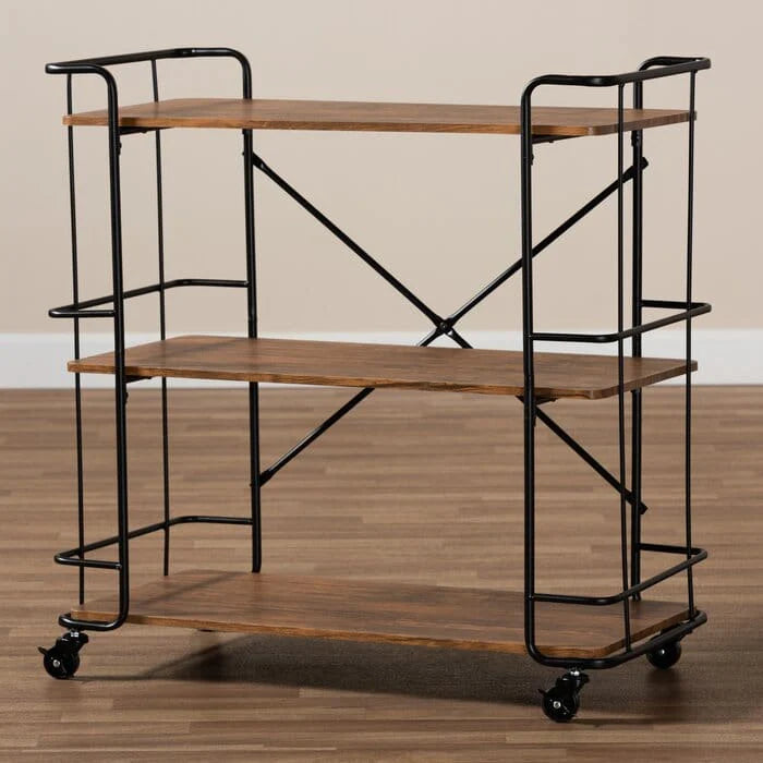 Modern Industrial Serving Cart with Wheels for Kitchen & Bar