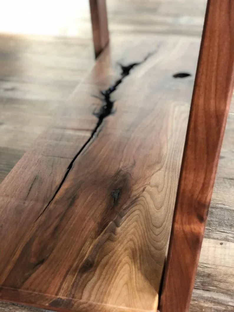 Live Edge Coffee Table: Rustic Farmhouse Mid-Century Modern