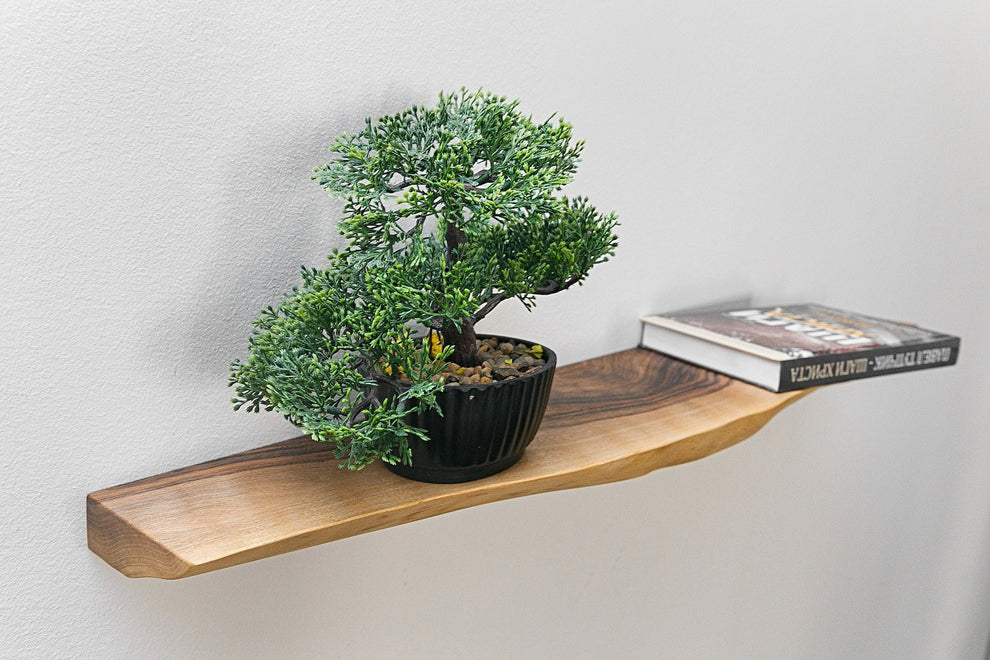 Live Edge Sheesham Floating Shelves, Reclaimed Industrial Wooden Floating Shelves,