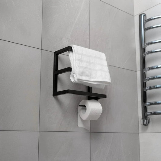 Metal Bathroom Shelf, Toilet Paper Holder Wall Mount