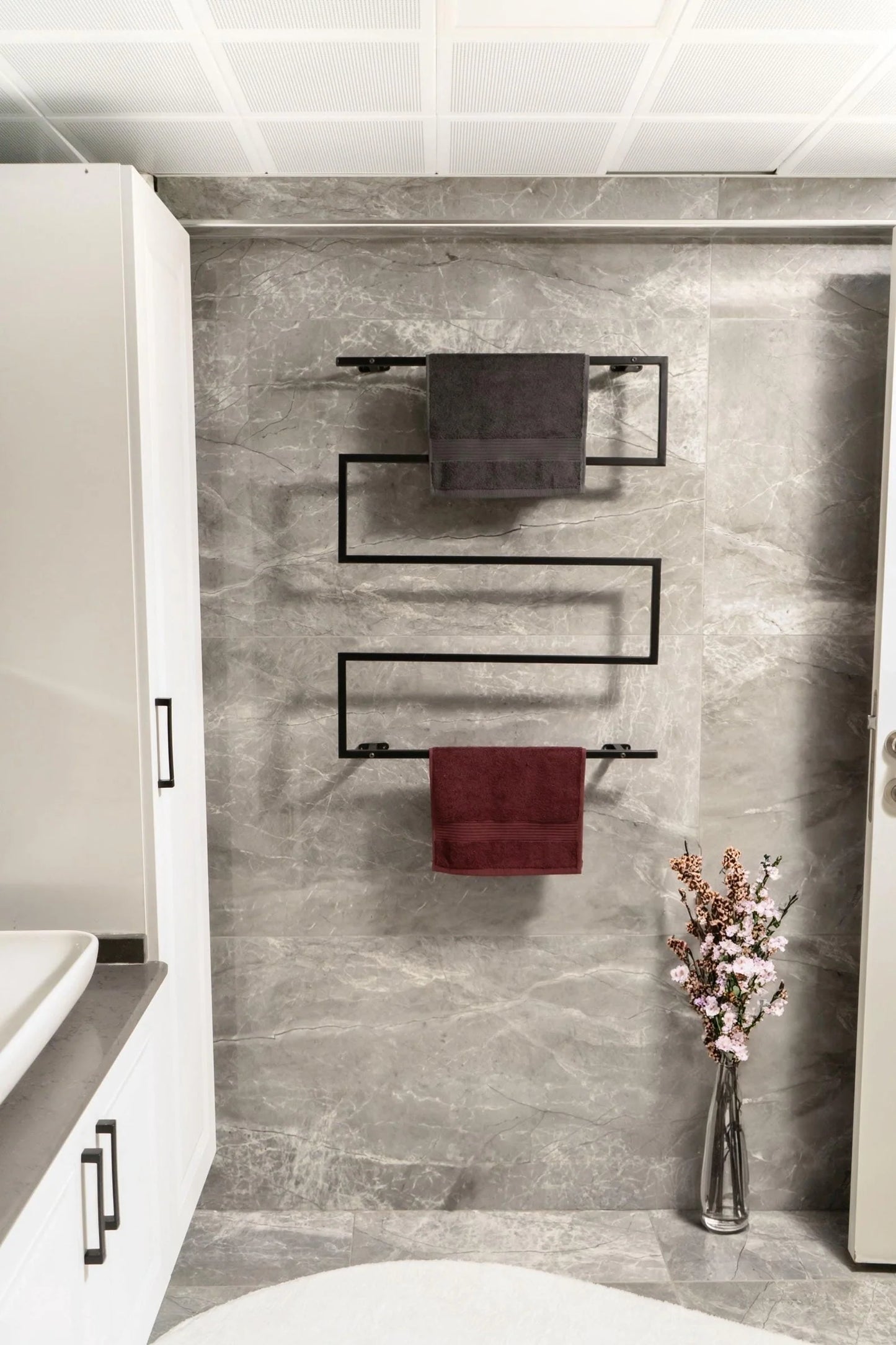 Wall Mounted Towel Rack, Industrial Bathroom Organizer