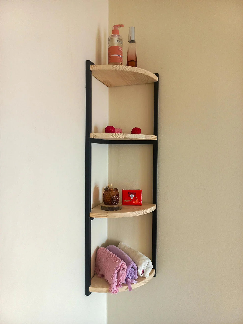 Corner Shelves for Wall, Metal Wood Shelf, Bookshelf