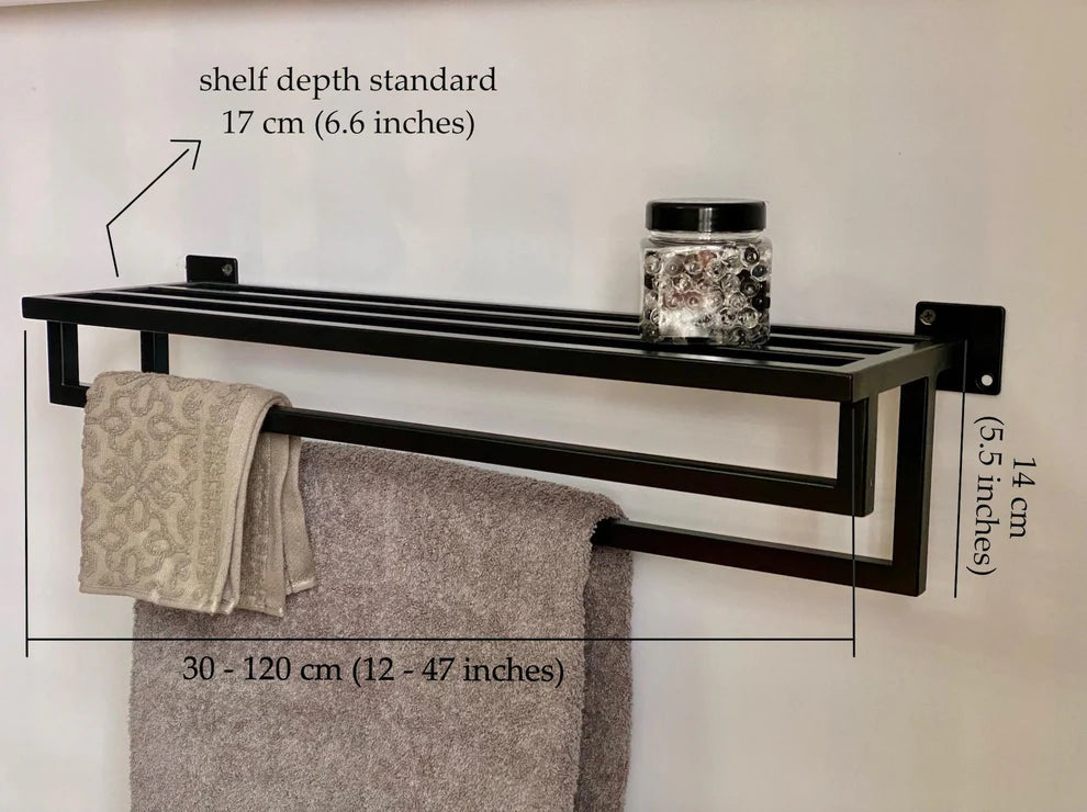 Bathroom Towel Rack, Towel Holder, Wall Mount Metal Towel Storage,