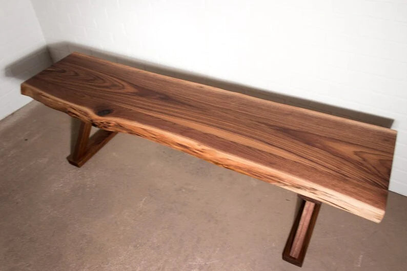 Farmhouse Dining Bench, Live Edge sheesham Bench, Live Edge Wood Bench, Custom Wood Dining Bench