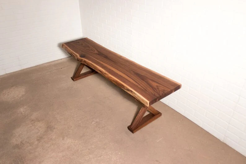 Farmhouse Dining Bench, Live Edge sheesham Bench, Live Edge Wood Bench, Custom Wood Dining Bench