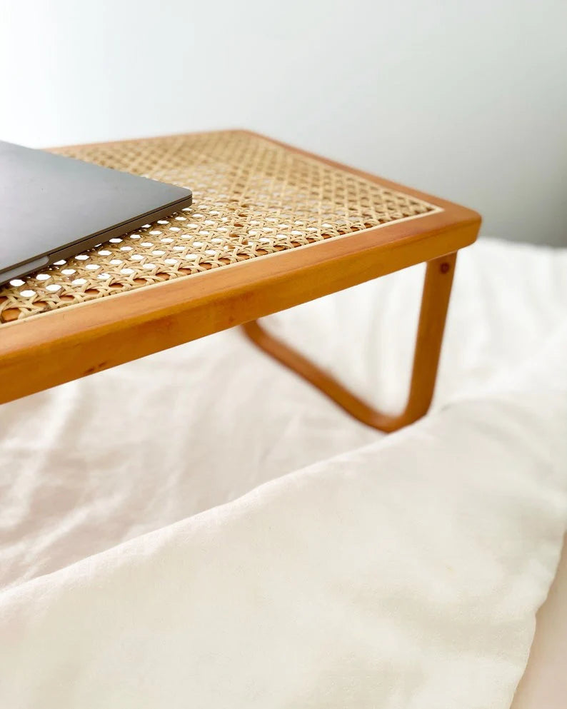 Retro Handcrafted Rattan Bed Tray Table/ Table Tray/ Bed Station